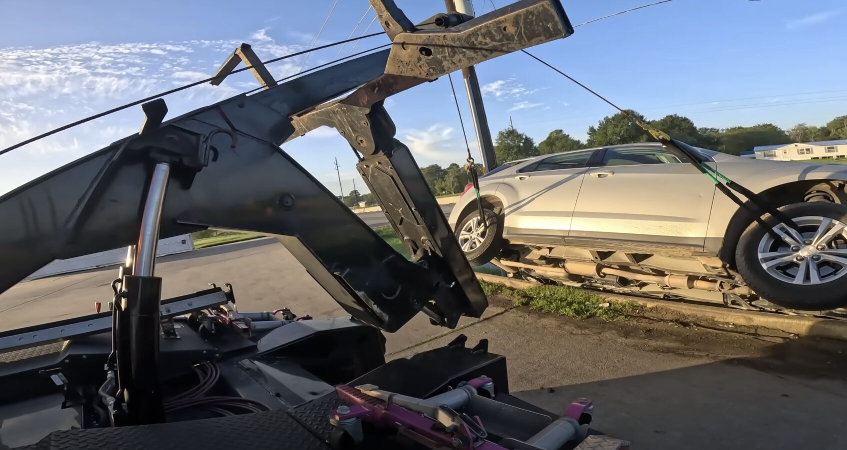 Emergency towing service with professional tow truck and operator